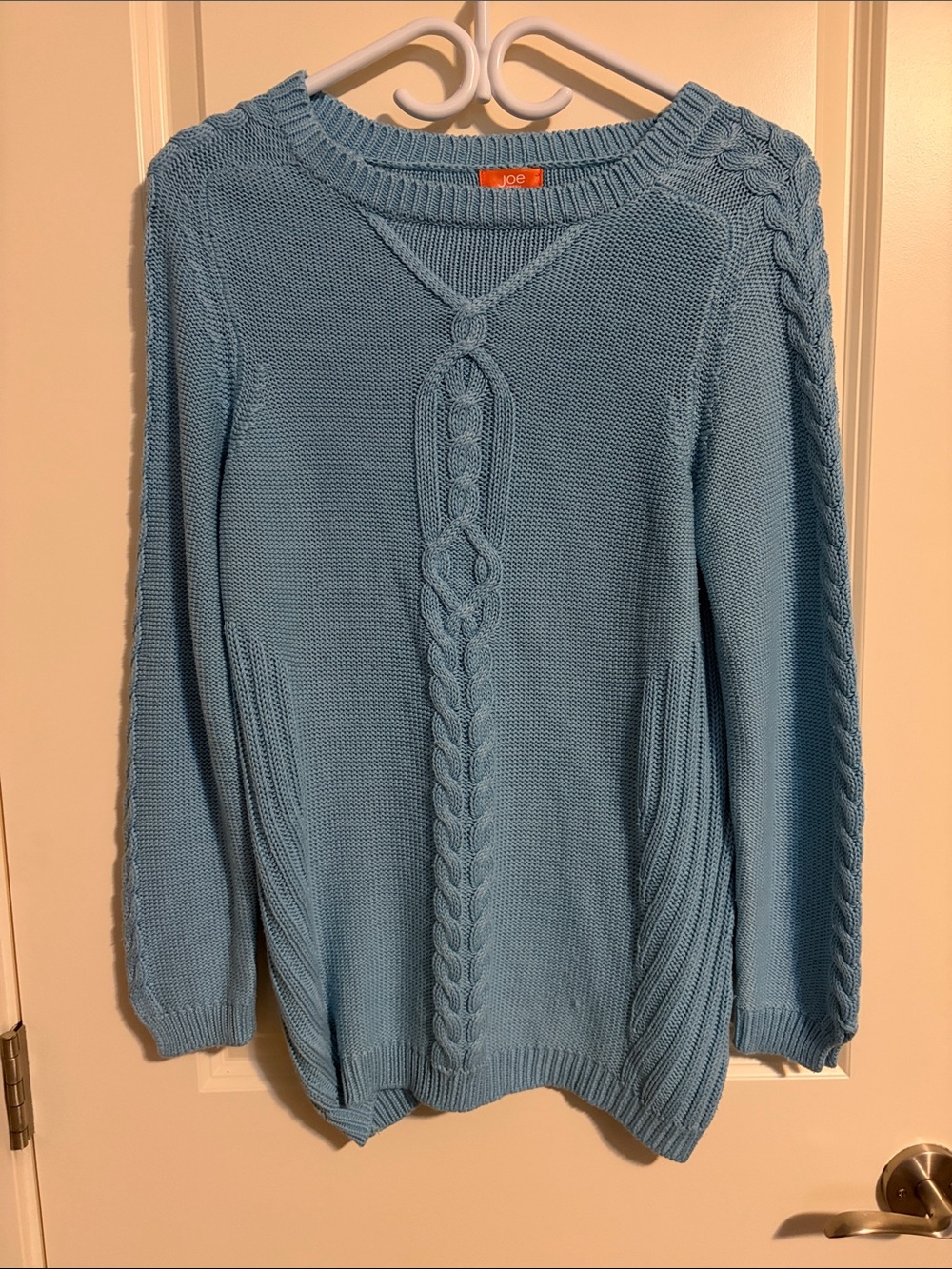Joe Fresh Light Blue Cable Knit Crewneck Sweater